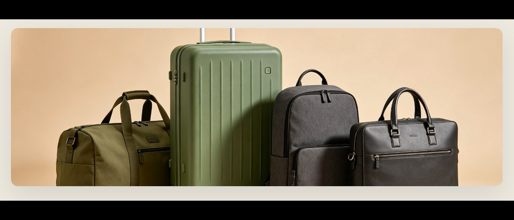 Representative DTC programme — hardside carry-on, softside weekender, daypack and business bag